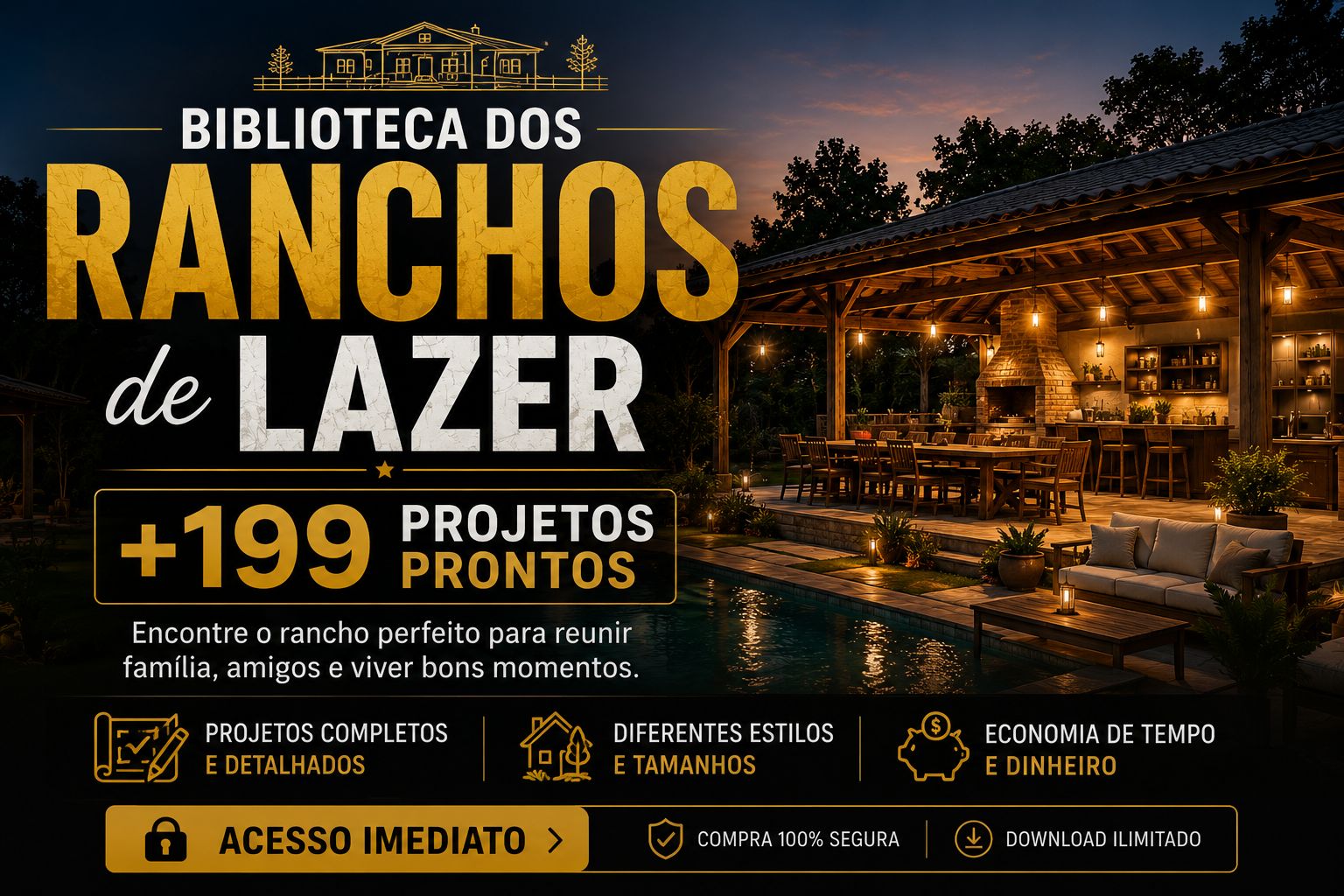Coleção de projetos de ranchos espalhados sobre mesa — plantas baixas e renderizações 3D